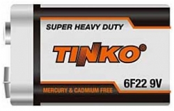 Baterie zinkouhlíková TINKO 9V (6F22) Zn-Cl